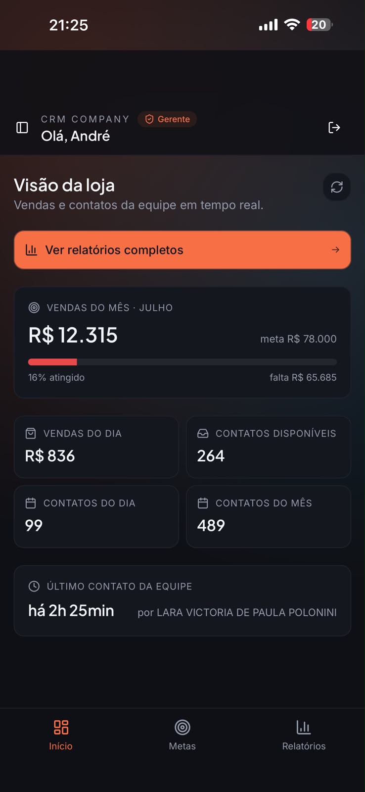 Visão da loja no Compy