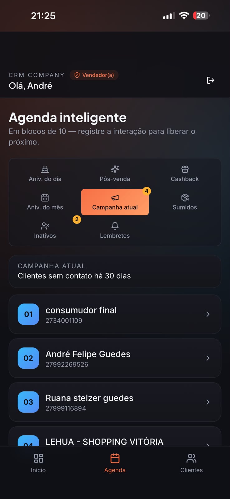Agenda inteligente do Compy